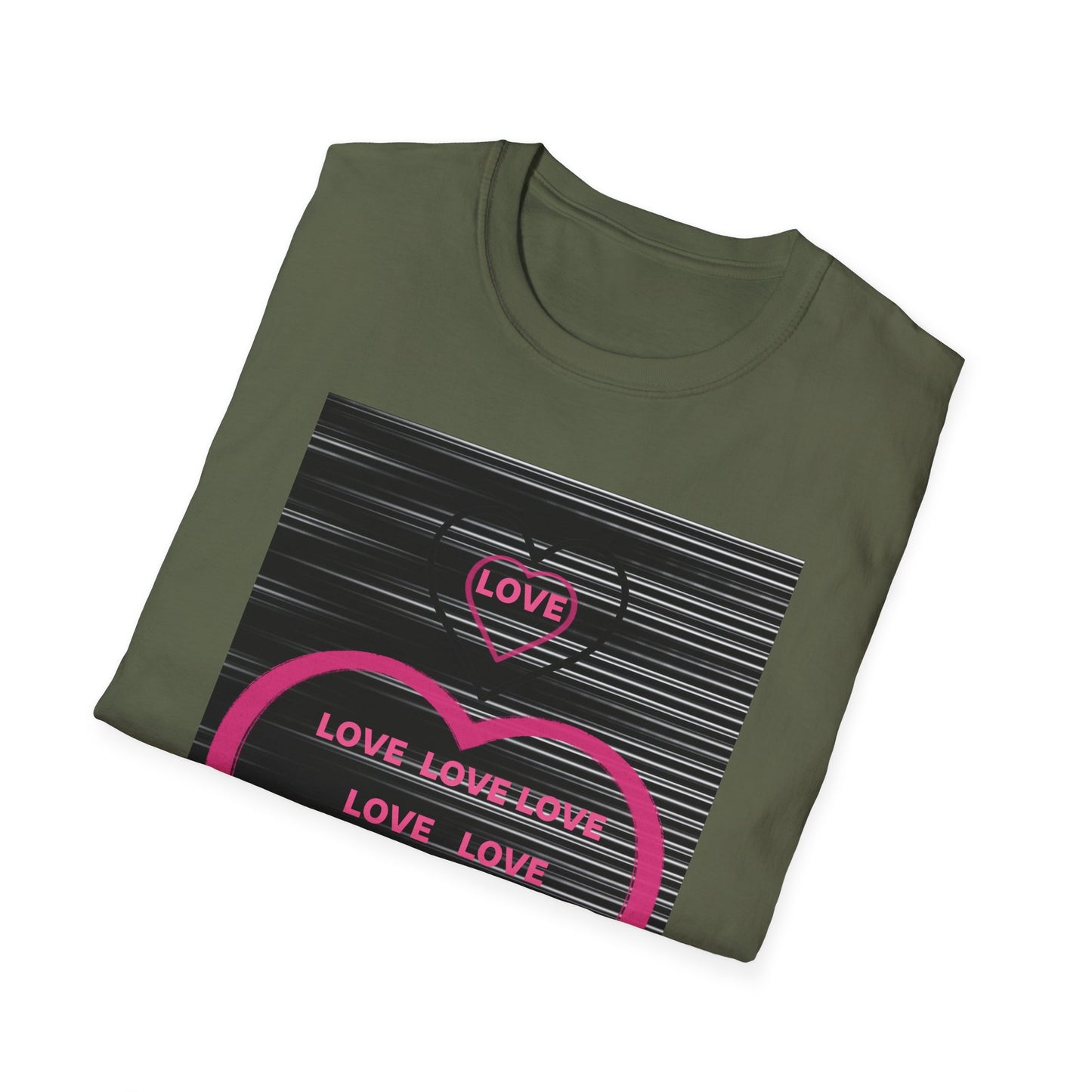 Love Heart Graphic T-Shirt — Neon Pink Retro Lines