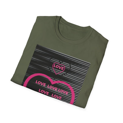 Love Heart Graphic T-Shirt — Neon Pink Retro Lines