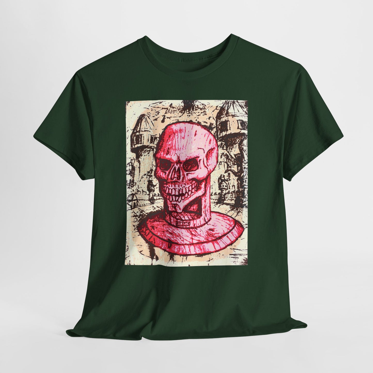 Vibrant Skull Graphic Tee, Unisex Heavy Cotton Shirt, Art Tee, Halloween Apparel, Edgy Casual Wear, Unique Gift