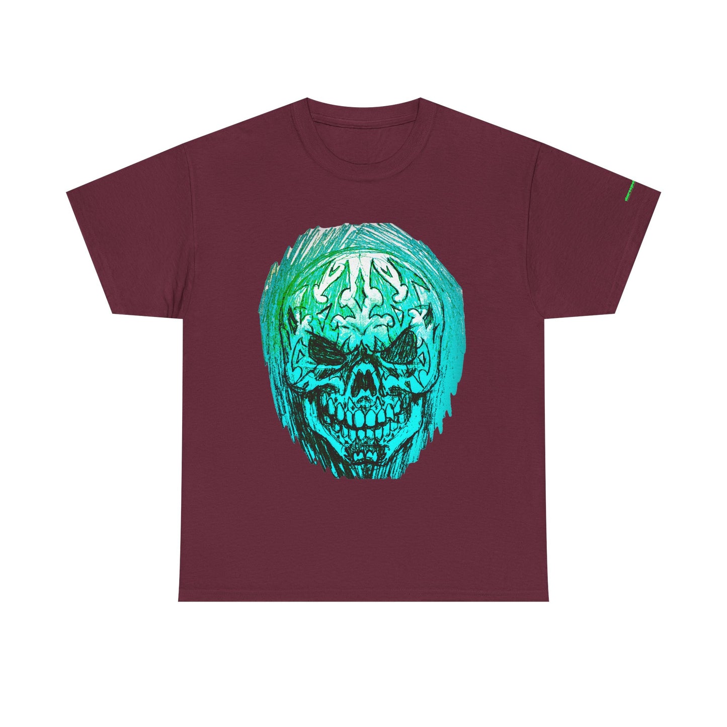 Vibrant Green Skull Graphic Tee - Unisex Heavy Cotton