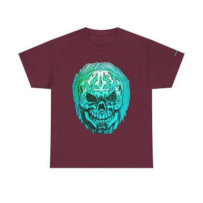 Vibrant Green Skull Graphic Tee - Unisex Heavy Cotton
