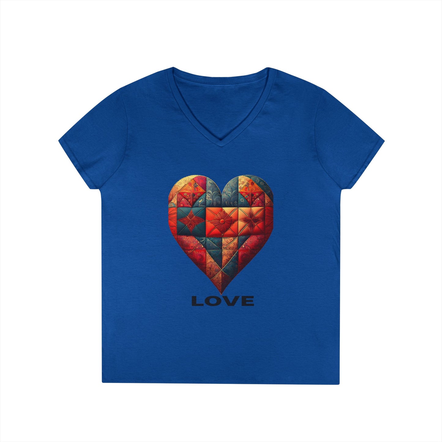 Love Patchwork Heart V-Neck Tee