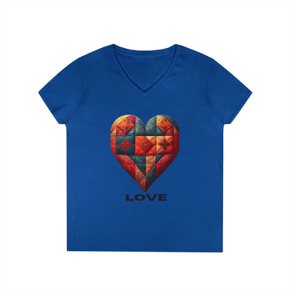 Love Patchwork Heart V-Neck Tee