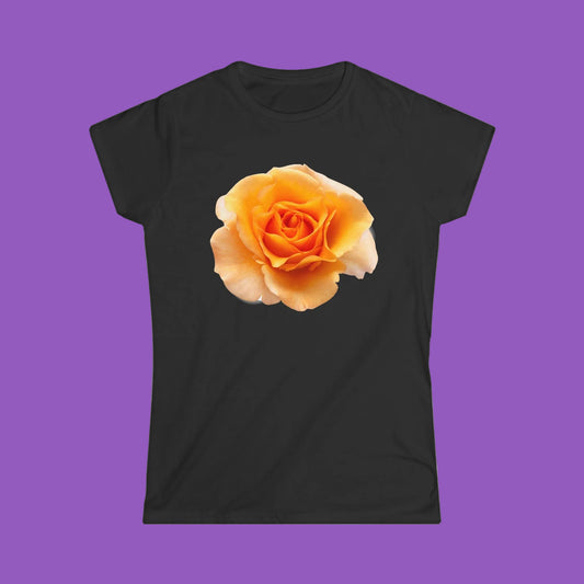 Single Peach Rose Floral T-Shirt - Softstyle Tee