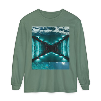 Abstract Fluid Unisex Garment-dyed Long Sleeve T-Shirt