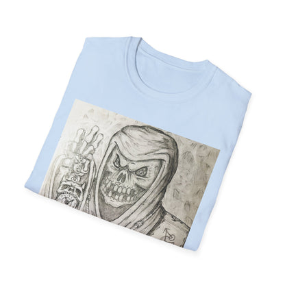 Grim Reaper Graphic Tee | Unisex Softstyle T-Shirt, Halloween Apparel, Edgy Fashion, Unique Gift, Gothic Style, Casual Wear