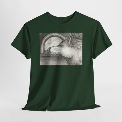 Wolf Art Unisex Heavy Cotton Tee, Nature Lover Shirt, Wildlife T-Shirt, Gift for Outdoorsy Friends, Animal Lover Apparel