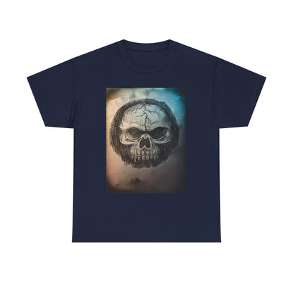 Skull Tee - Feathered Skull Hazy Border Design