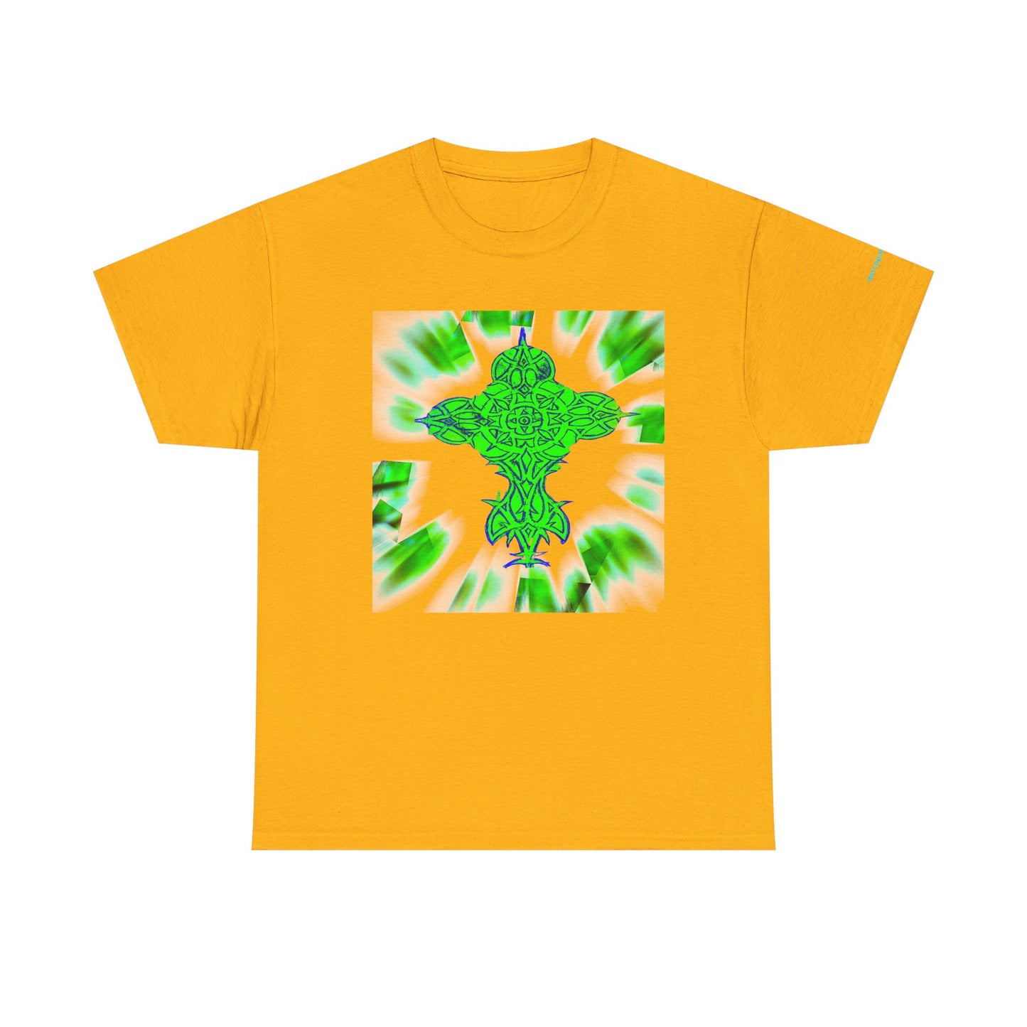 Celtic Green Cross T-Shirt — Vibrant Celtic Knotwork Tee