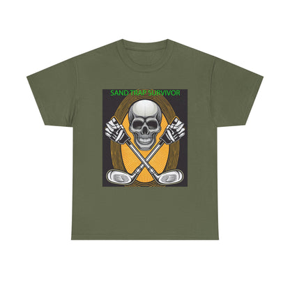 Golf Survivor Skull Tee, Unisex Heavy Cotton T-Shirt, Perfect Gift for Golf Lovers, Sports Apparel, Casual Wear, Skull Design