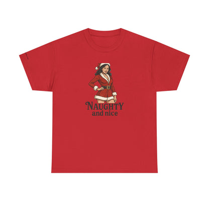 Unisex naughty and nice heavy weight Cotton Tee