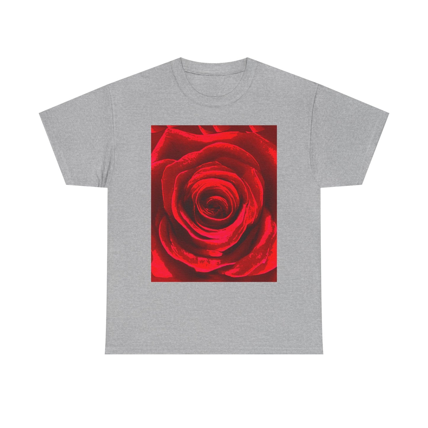 Romantic Rose Unisex Heavy Cotton Tee, Gift for Valentine's Day, Floral Shirt, Casual Wear, Love, Nature Lover Tee