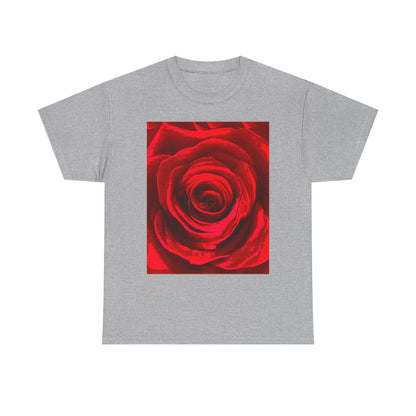 Romantic Rose Unisex Heavy Cotton Tee, Gift for Valentine's Day, Floral Shirt, Casual Wear, Love, Nature Lover Tee