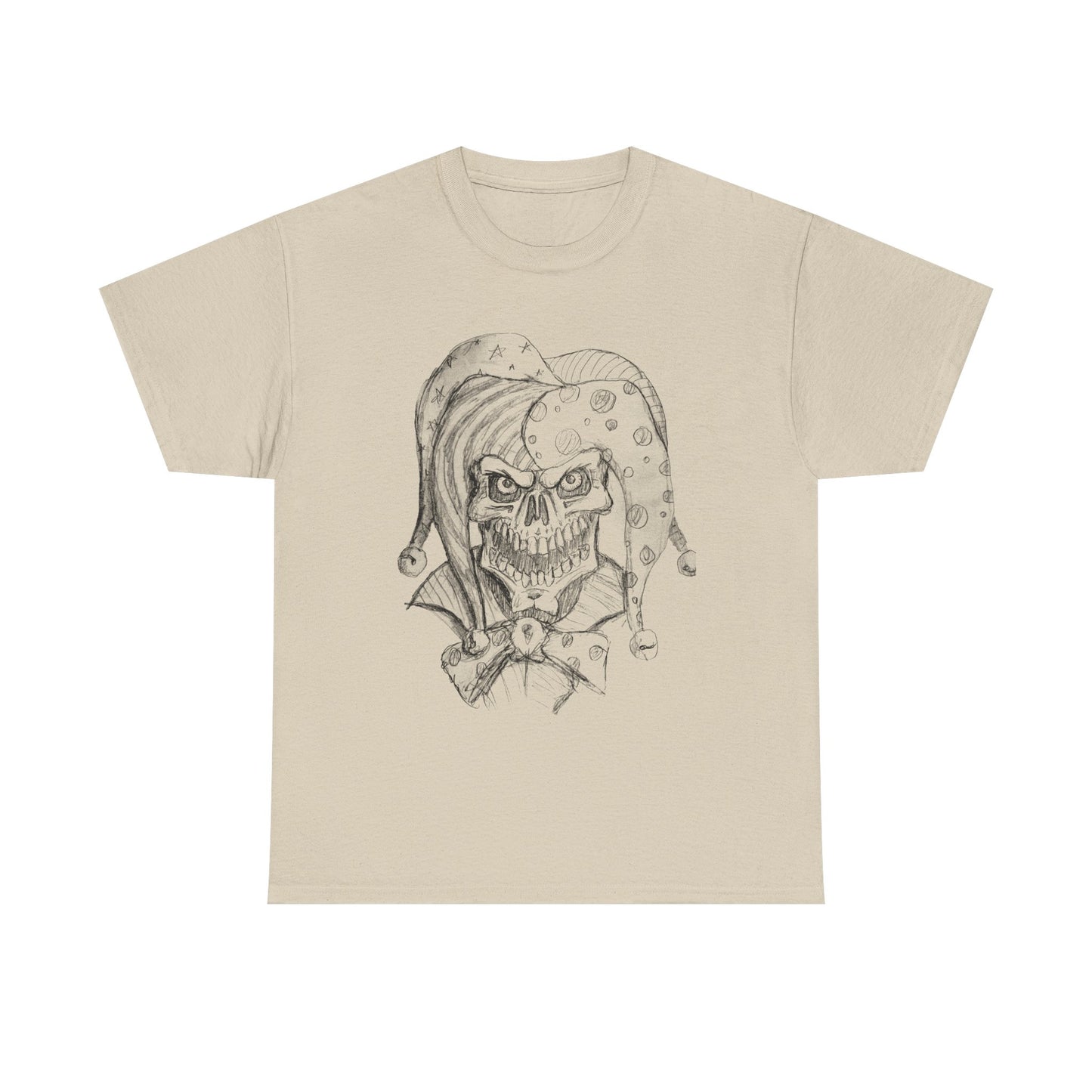 Skull Jester Sketch T-Shirt — Gothic Horror Skull Joker Tee