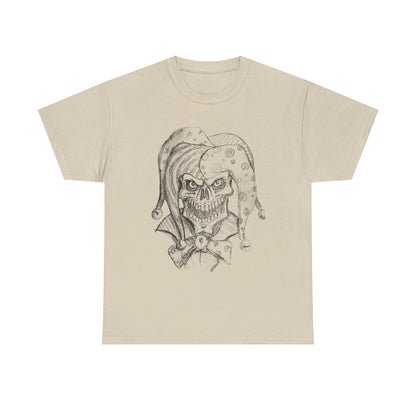 Skull Jester Sketch T-Shirt — Gothic Horror Skull Joker Tee