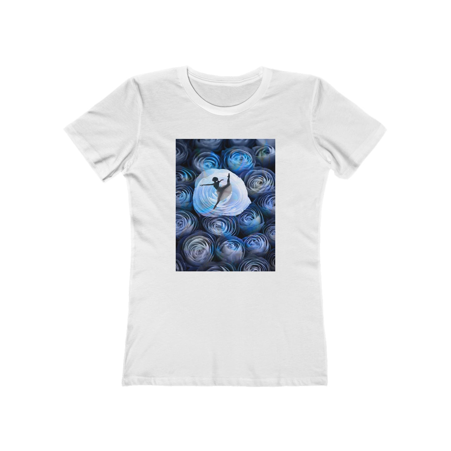 Blue Faded Roses Ballerina and The Boyfriend Tee for Women