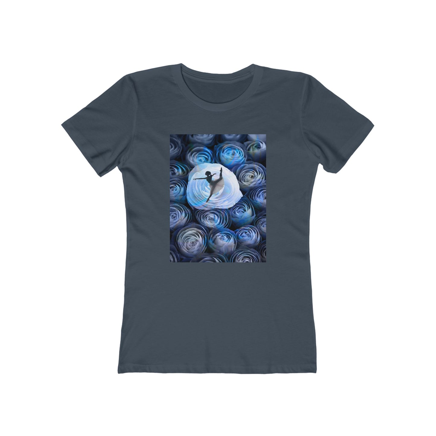 Blue Faded Roses Ballerina and The Boyfriend Tee for Women