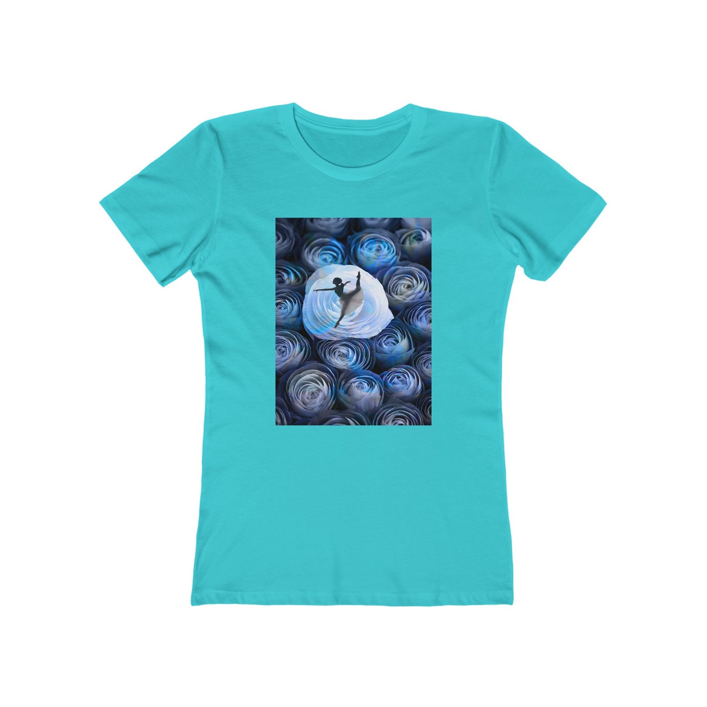 Blue Faded Roses Ballerina and The Boyfriend Tee for Women