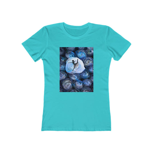 Blue Faded Roses Ballerina and The Boyfriend Tee for Women