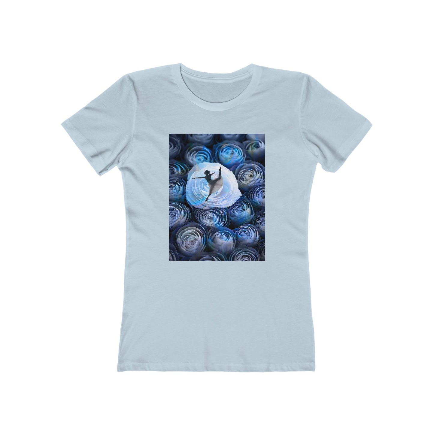Blue Faded Roses Ballerina and The Boyfriend Tee for Women