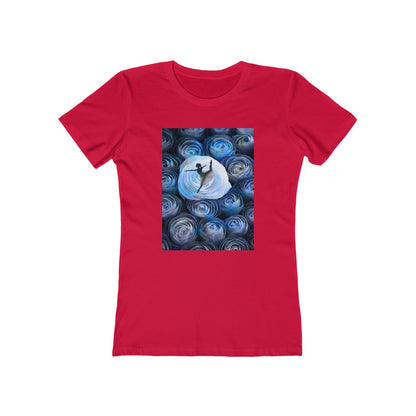 Blue Faded Roses Ballerina and The Boyfriend Tee for Women