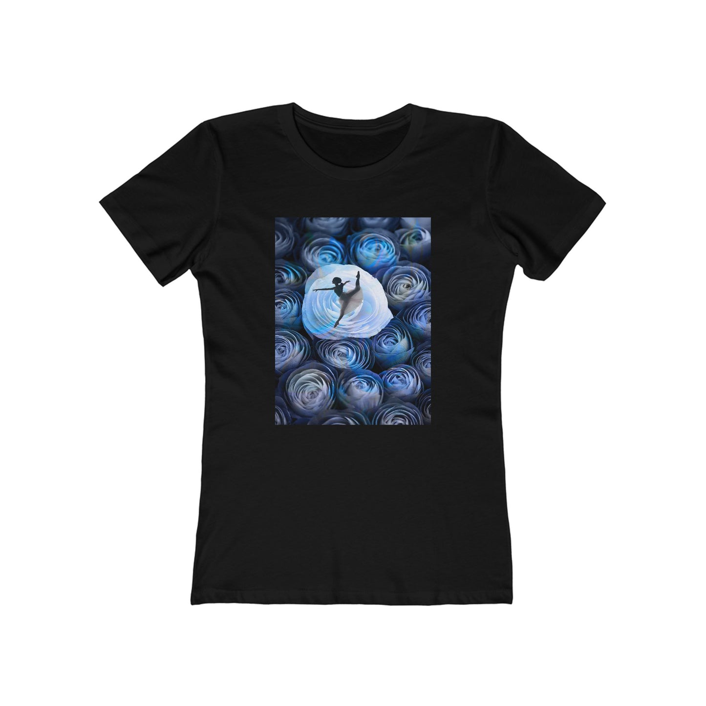 Blue Faded Roses Ballerina and The Boyfriend Tee for Women