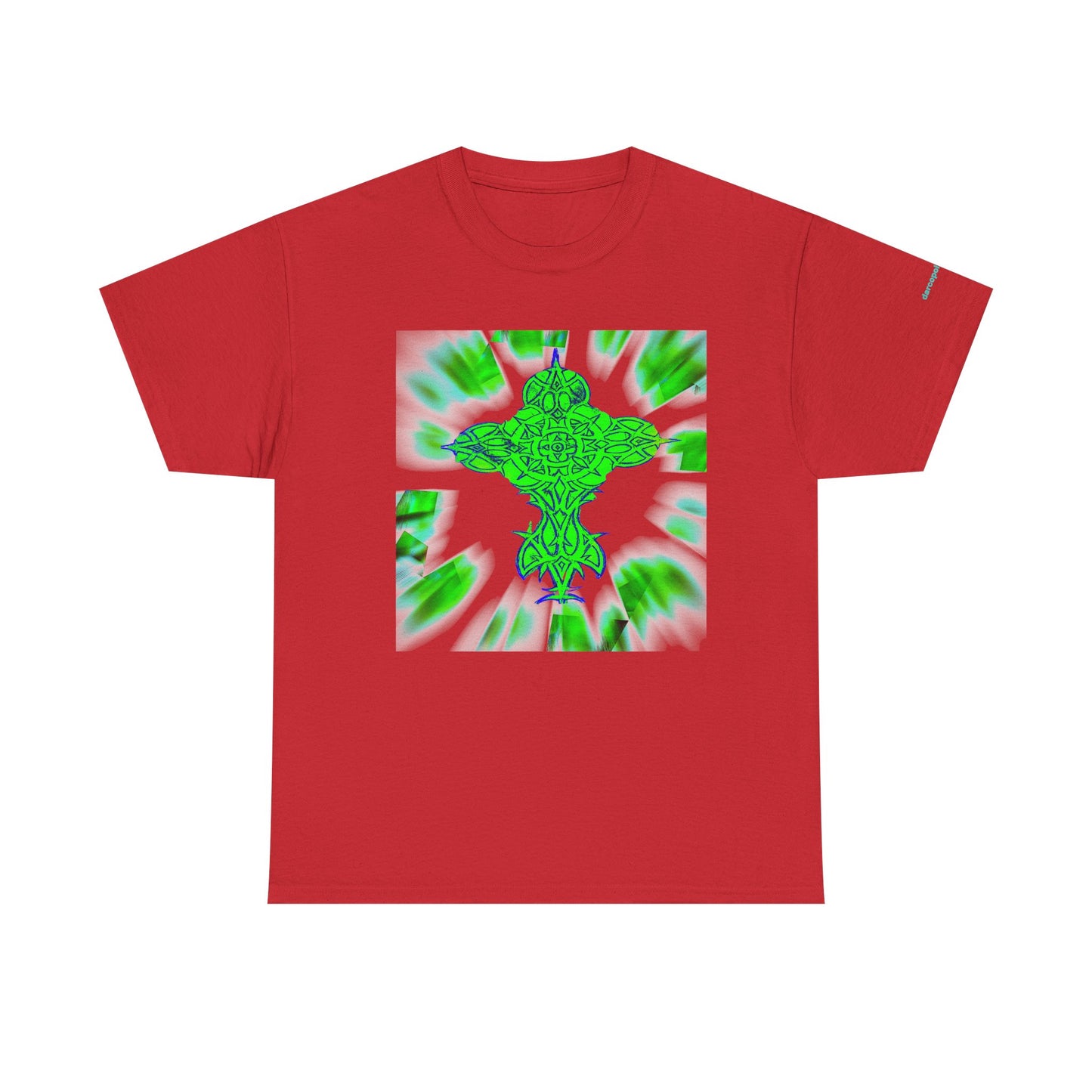 Celtic Green Cross T-Shirt — Vibrant Celtic Knotwork Tee