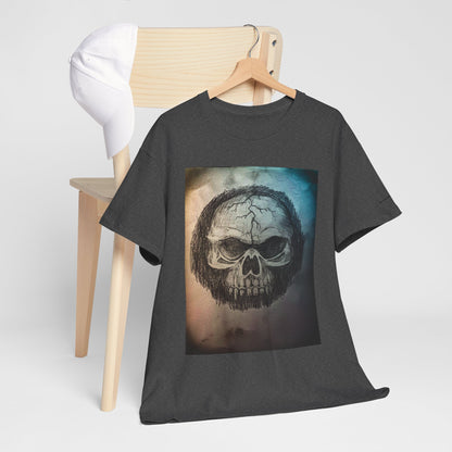Skull Tee - Feathered Skull Hazy Border Design