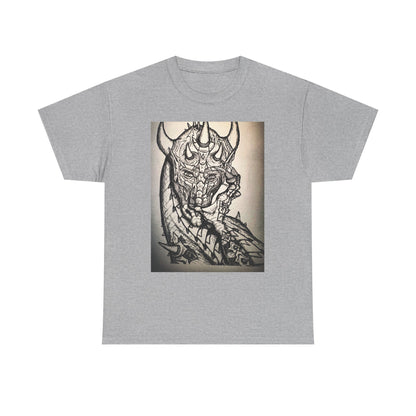 Dragon Art Unisex Heavy Cotton Tee, Graphic Tee, Unique Gift, Casual Wear, Fantasy Clothing, Art Inspired Shirt