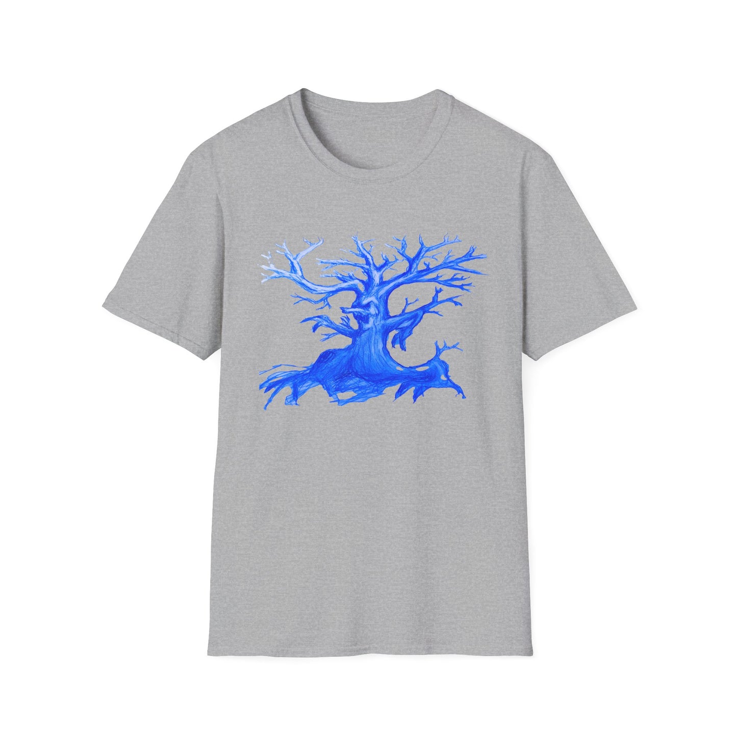 Artistic Animated Tree Design Unisex Softstyle T-Shirt | Eco-friendly Gift, Casual Wear, Nature Lover Tee, Perfect for Any Season