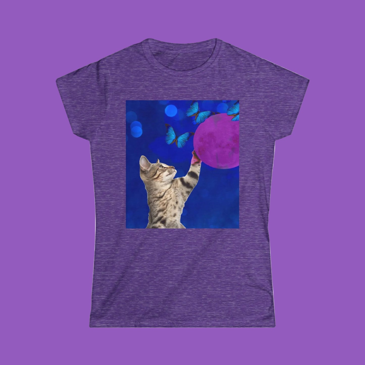 Playful Tabby and Pink Moon Softstyle Tee