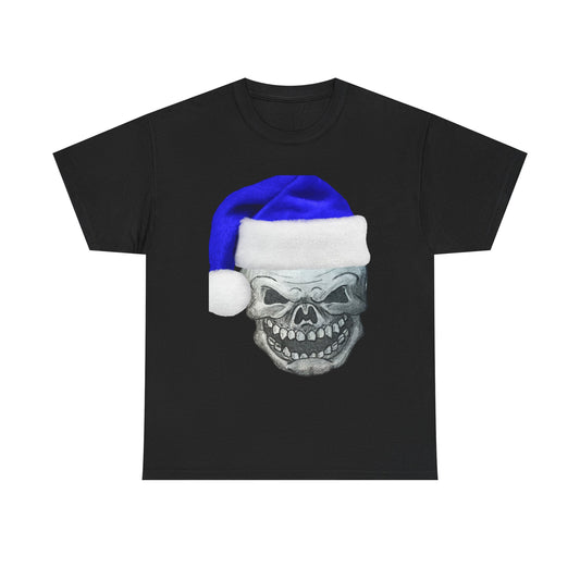 Skull in Blue Santa Hat T-Shirt