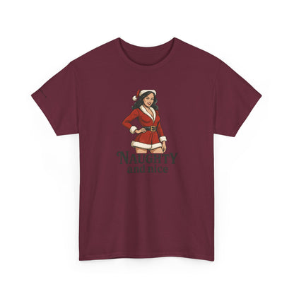 Unisex naughty and nice heavy weight Cotton Tee