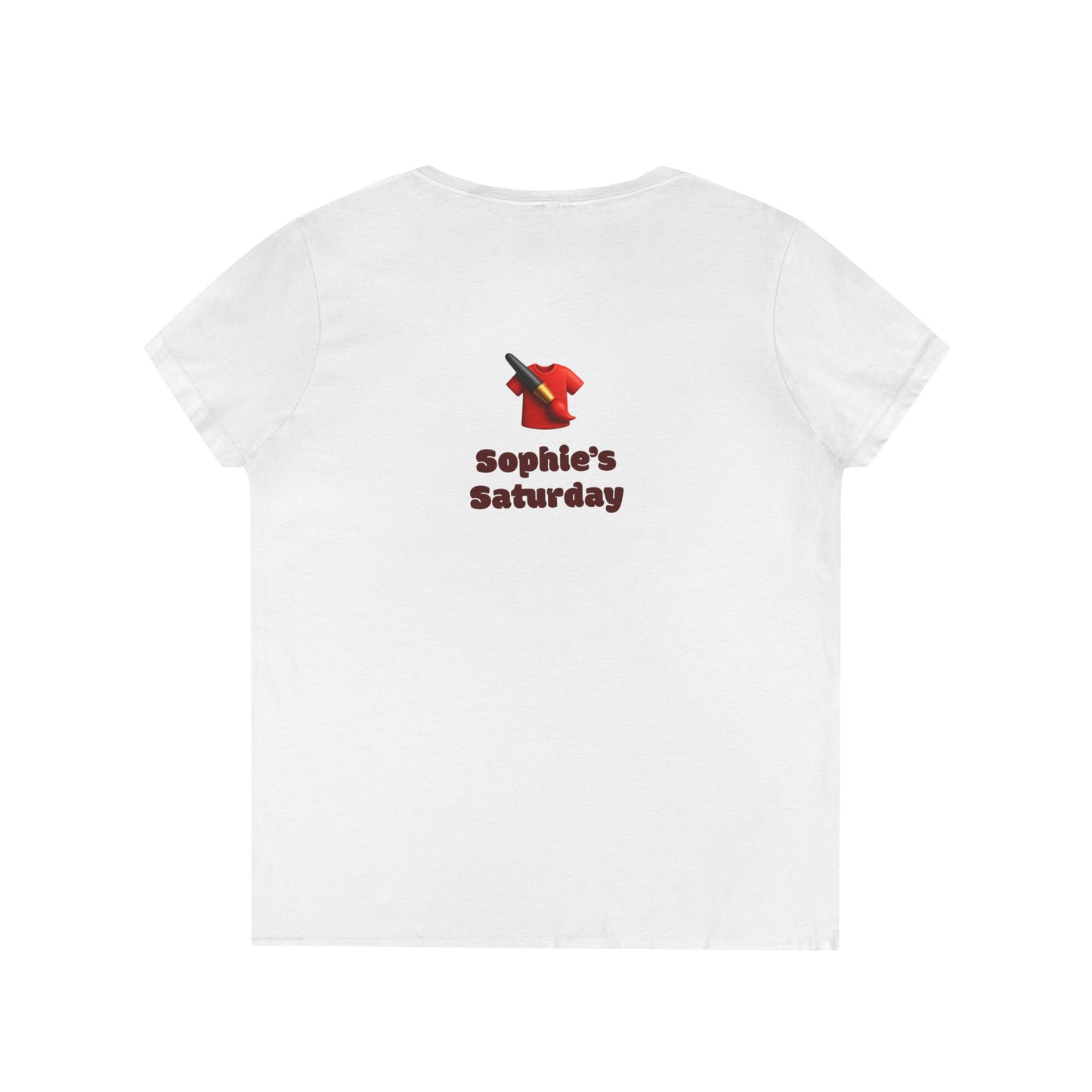 Floral V-Neck Tee — 'Sophie's Saturday' Pink Blossom Graphic