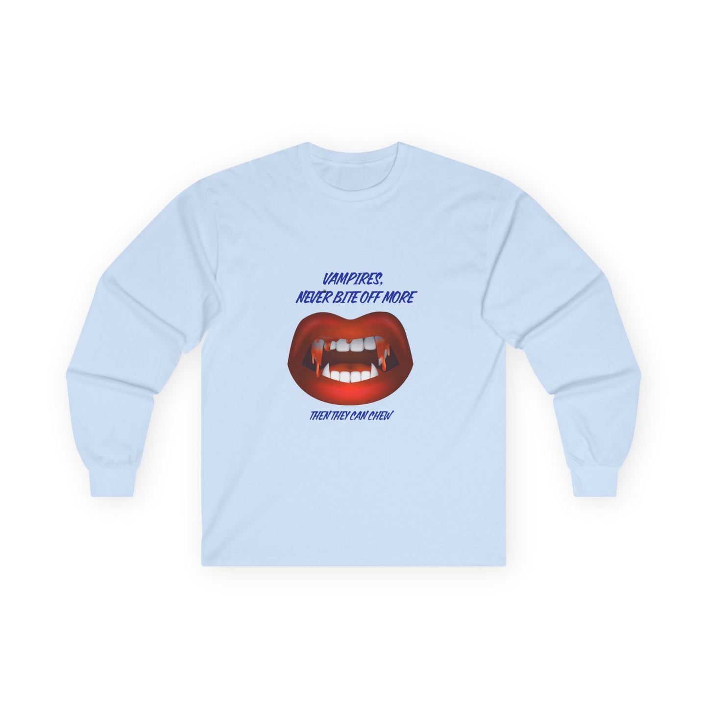 Vampire Humor Long Sleeve Tee, Unisex Halloween T-Shirt, Spooky Party, Funny Gift, Graphic Tee for Vampire Lovers, Casual Wear