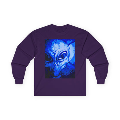 Alien Art Shadows Long Sleeve Tee - Unisex Cotton Graphic Shirt