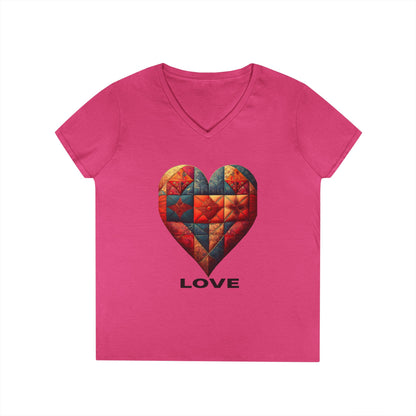 Love Patchwork Heart V-Neck Tee