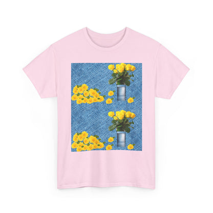 Sunflower double the pretty Bouquet Unisex Heavy Cotton Tee, Floral Graphic Tee, Casual Wear, Gift for Her, Summer Fashion, Eco-Friendly T-Shirt