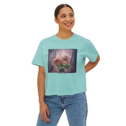 Floral Women's Boxy Tee, Casual Top, Gift for Her, Summer Style, Vintage Bloom Graphic Tee, Everyday Wear