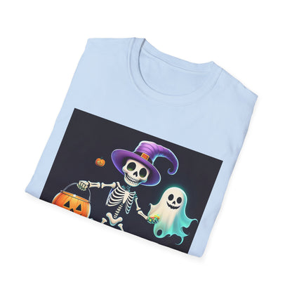 Halloween Skeleton Unisex T-Shirt, Trick or Treat Tee, Spooky Season Apparel, Ghost Theme Shirt, Halloween Costume Top