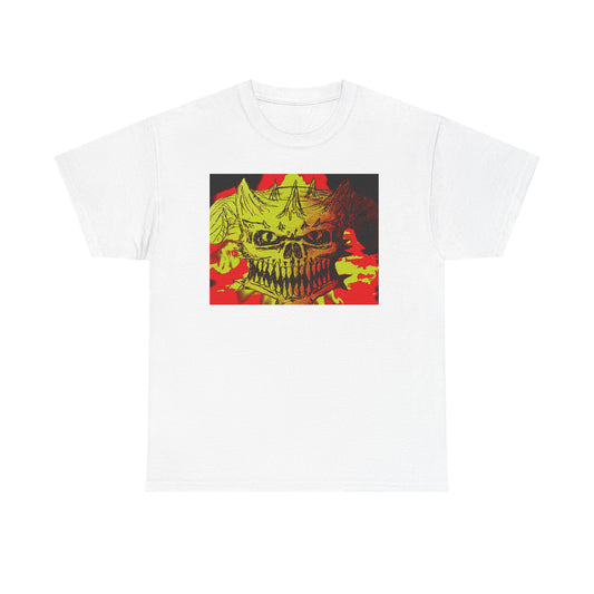 Skull Flame Graphic Tee — Neon Horror Skull T-Shirt