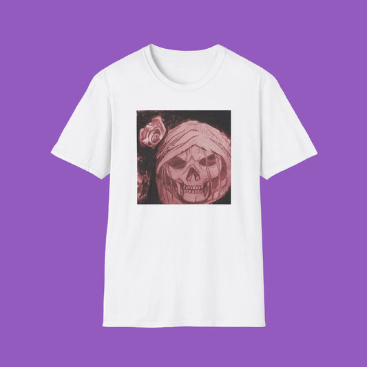 Skull Rose T-Shirt — Vintage Pink Skull Art Tee