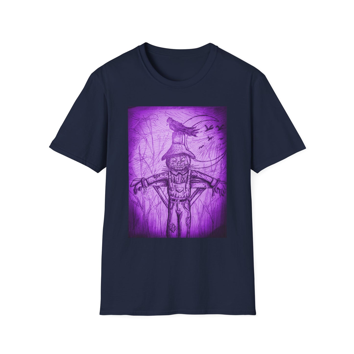 Purple Scarecrow Unisex Tee | Softstyle T-Shirt | Gothic Art, Fall Fashion, Halloween Shirt, Casual Wear, Scarecrow Design