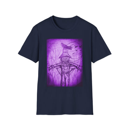Purple Scarecrow Unisex Tee | Softstyle T-Shirt | Gothic Art, Fall Fashion, Halloween Shirt, Casual Wear, Scarecrow Design