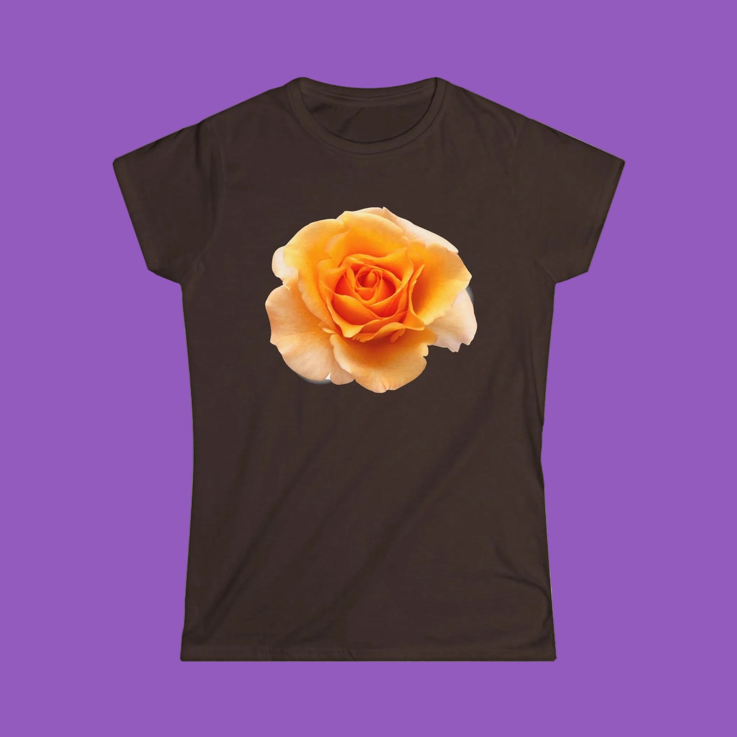 Single Peach Rose Floral T-Shirt - Softstyle Tee