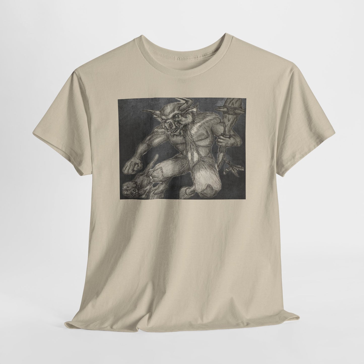 Bull Warrior With Kitten B & W design Unisex Tee