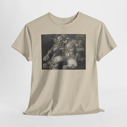 Bull Warrior With Kitten B & W design Unisex Tee