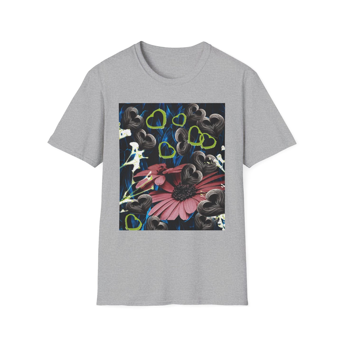 Floral Heart Unisex T-Shirt, Soft Cotton Tee, Casual Wear, Gift for Her/Him, Trendy Graphic Tee, Stylish Everyday Shirt