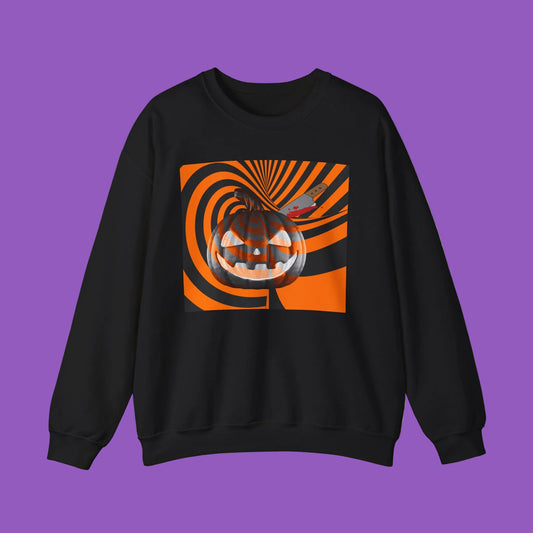 Halloween Horror Swirl Carved Pumpkin Crewneck Sweatshirt
