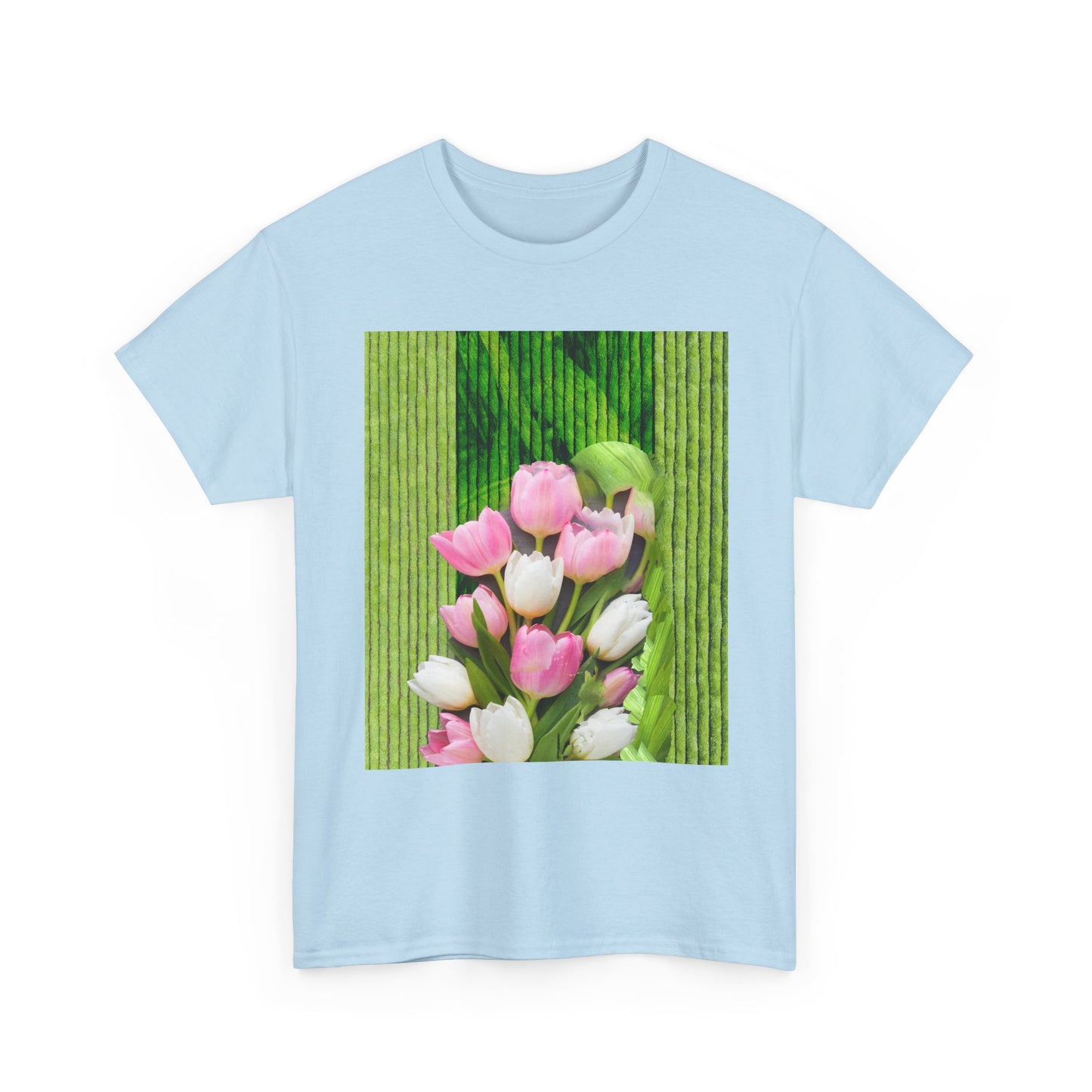 Textured Tulips Unisex Heavy Cotton Tee - Vibrant Spring Blossom T-Shirt, Everyday Wear, Gift for Plant Lovers, Mother's Day Apparel, [...]